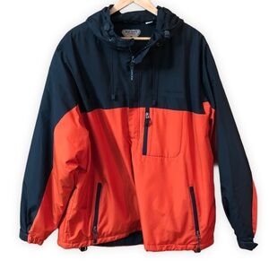 Warm Old Navy Fleece Lined Pullover Wind Breaker Orange Black 2X